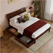 Phoenix Full Size Solid Wood Platform Bed with Drawers in Walnut