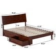 Phoenix Full Size Solid Wood Platform Bed with Drawers in Walnut