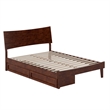 Phoenix Full Size Solid Wood Platform Bed with Drawers in Walnut