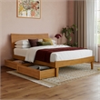 Phoenix Full Size Solid Wood Platform Bed with Drawers in Light Toffee
