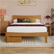 Phoenix Full Size Solid Wood Platform Bed with Drawers in Light Toffee