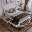 Phoenix Queen Size Solid Wood Platform Bed with Drawers in White