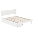 Phoenix Queen Size Solid Wood Platform Bed with Drawers in White