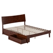 Phoenix Queen Solid Wood Platform Bed with Drawers in Walnut