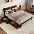 Phoenix Queen Solid Wood Platform Bed with Drawers in Walnut
