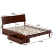 Phoenix Queen Solid Wood Platform Bed with Drawers in Walnut