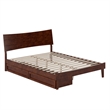Phoenix Queen Solid Wood Platform Bed with Drawers in Walnut