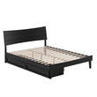 Phoenix Queen Size Solid Wood Platform Bed with Drawers in Black