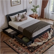 Phoenix Queen Size Solid Wood Platform Bed with Drawers in Black