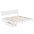 Phoenix King Size Solid Wood Platform Bed with Drawers in White