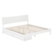 Phoenix King Size Solid Wood Platform Bed with Drawers in White