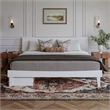 Phoenix King Size Solid Wood Platform Bed with Drawers in White