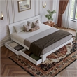 Phoenix King Size Solid Wood Platform Bed with Drawers in White
