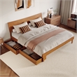 Phoenix King Size Wood Platform Bed with Drawers in Light Toffee