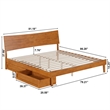Phoenix King Size Wood Platform Bed with Drawers in Light Toffee
