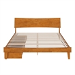 Phoenix King Size Wood Platform Bed with Drawers in Light Toffee