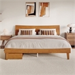 Phoenix King Size Wood Platform Bed with Drawers in Light Toffee