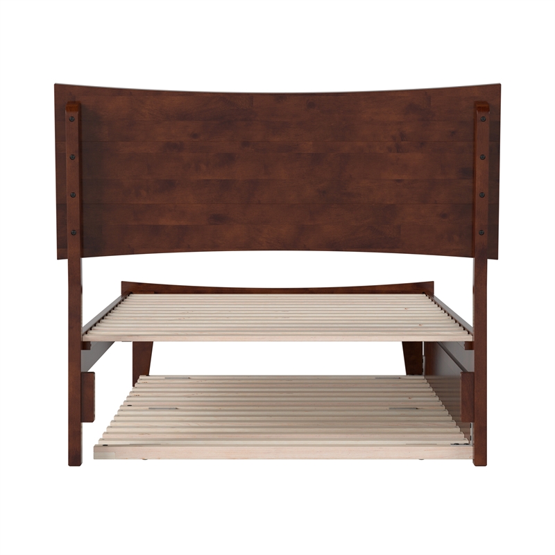 Phoenix Twin XL Wood Platform Bed with Twin XL Trundle in Walnut