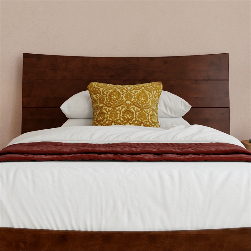 Phoenix Twin XL Wood Platform Bed with Twin XL Trundle in Walnut