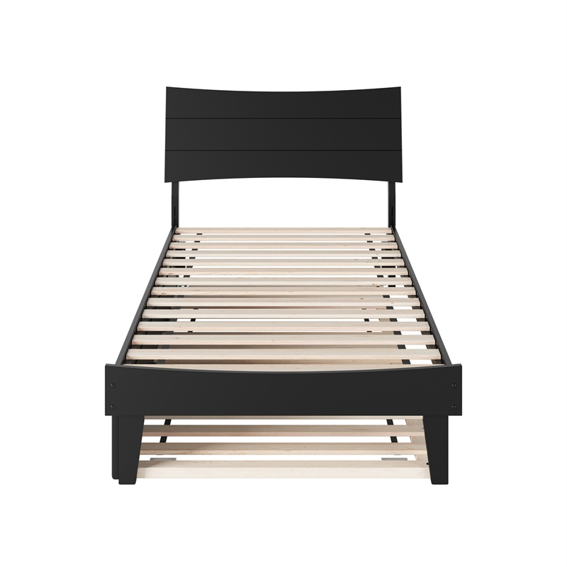 Phoenix Twin XL Wood Platform Bed with Twin XL Trundle in Black