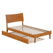 Phoenix Twin XL Wood Platform Bed with Trundle in Light Toffee