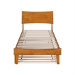 Phoenix Twin XL Wood Platform Bed with Trundle in Light Toffee