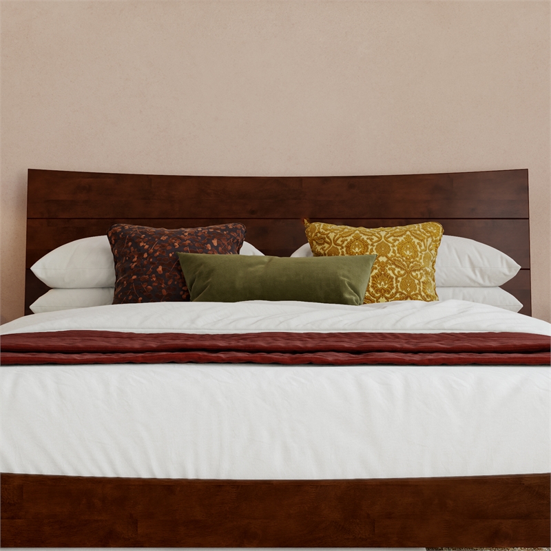 Phoenix Full Size Solid Wood Platform Bed with Twin Trundle in Walnut