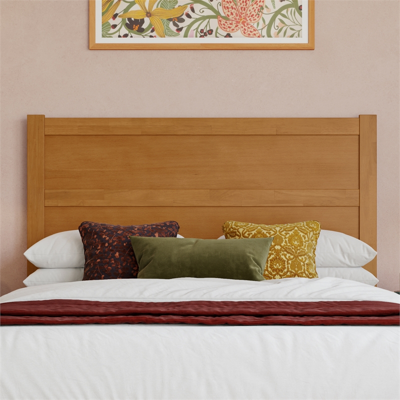 AFI Aveline Full Size Mid-Century Panel Solid Wood Headboard in Light Toffee