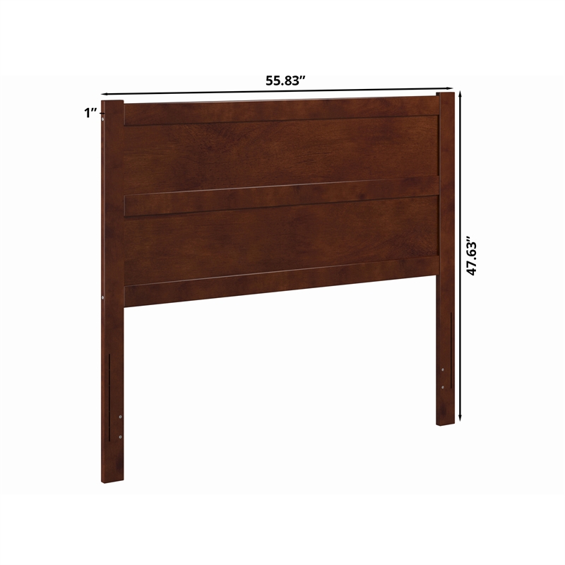 AFI Aveline Full Mid-Century Panel Solid Wood Headboard in Walnut