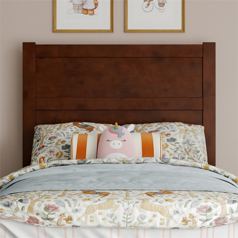 AFI Aveline Twin Mid-Century Panel Solid Wood Headboard in Walnut