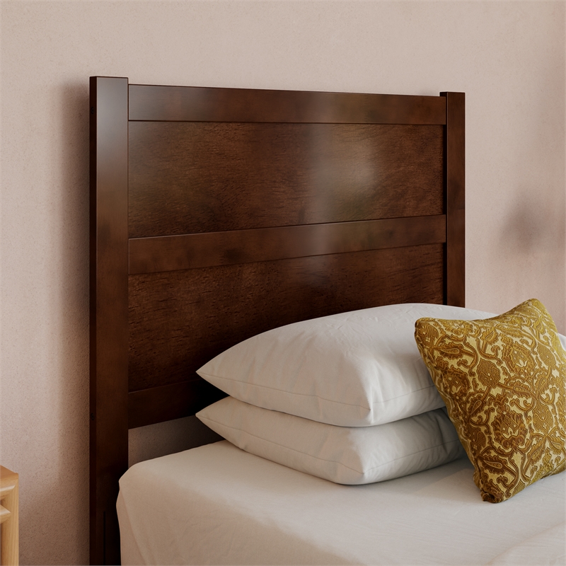 AFI Aveline Twin Mid-Century Panel Solid Wood Headboard in Walnut