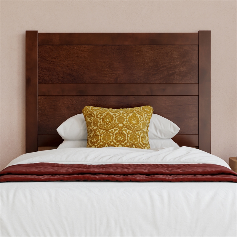 AFI Aveline Twin Mid-Century Panel Solid Wood Headboard in Walnut