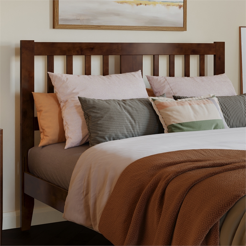 AFI Finley Full Slatted Solid Wood Headboard in Walnut