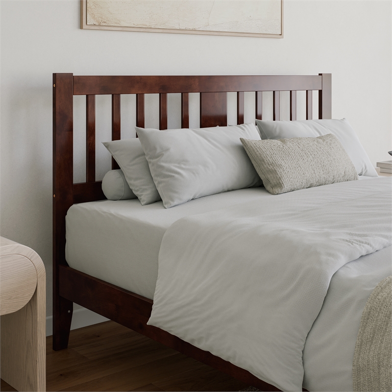 AFI Finley Queen Slatted Solid Wood Headboard in Walnut