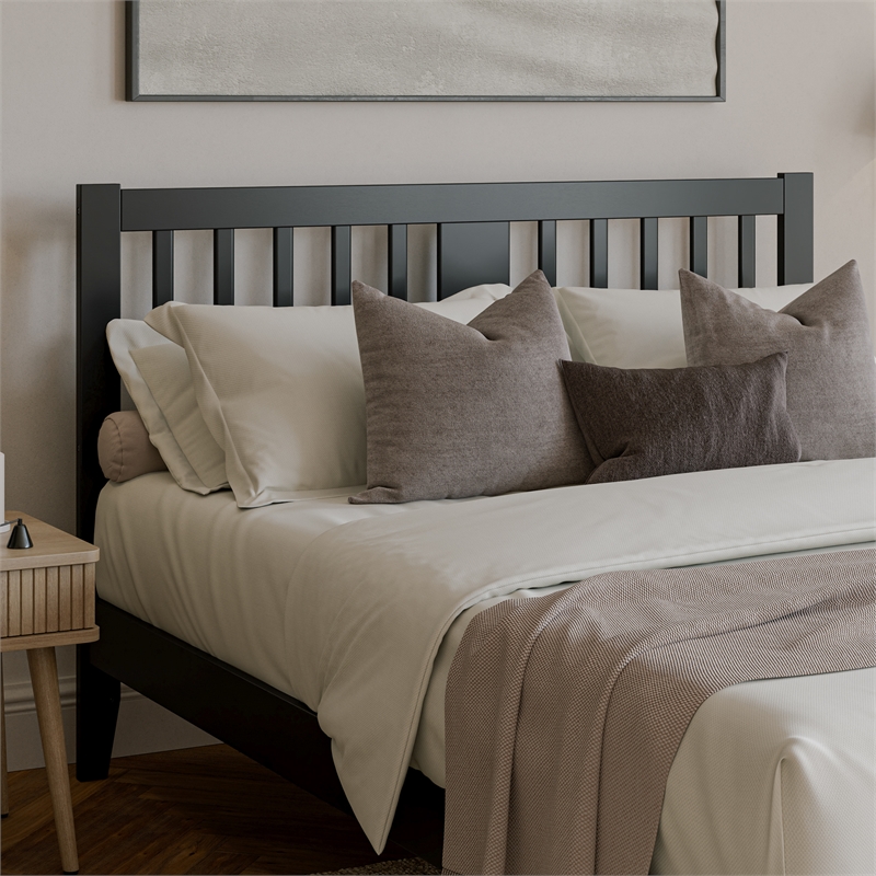 AFI Finley Queen Slatted Solid Wood Headboard in Black