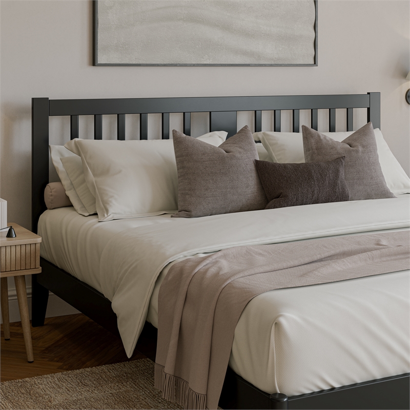 AFI Finley King Slatted Solid Wood Headboard in Black
