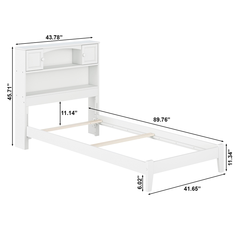 Denver Twin XL Wood Foundation Bed in White