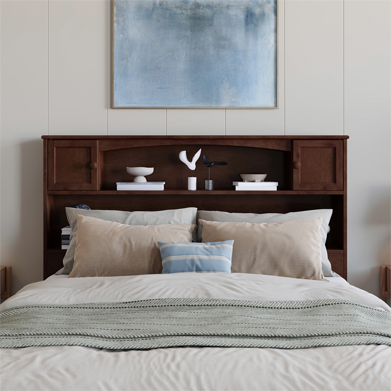 Denver Full Wood Platform Bed with Storage Drawers in Walnut