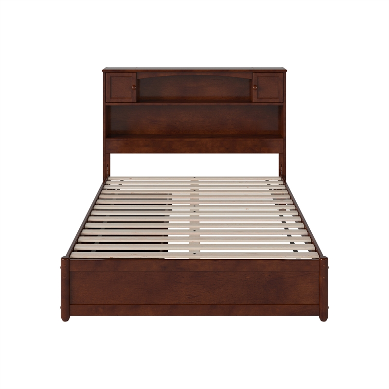 Denver Full Wood Platform Bed with Storage Drawers in Walnut
