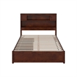 Denver Full Wood Platform Bed with Storage Drawers in Walnut