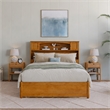Denver Full Wood Platform Bed with Storage Drawers in Light Toffee