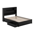 Denver Full Wood Platform Bed with Storage Drawers in Black