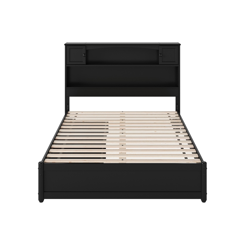 Denver Full Wood Platform Bed with Storage Drawers in Black