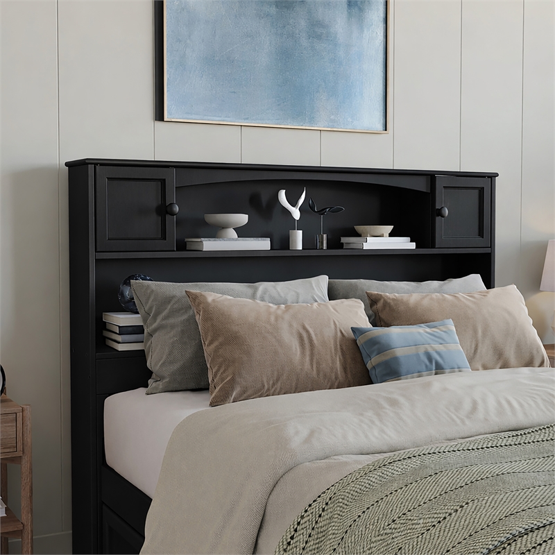 Denver Full Wood Platform Bed with Storage Drawers in Black