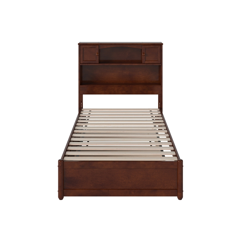 Denver Twin XL Wood Platform Bed with Twin XL Trundle in Walnut