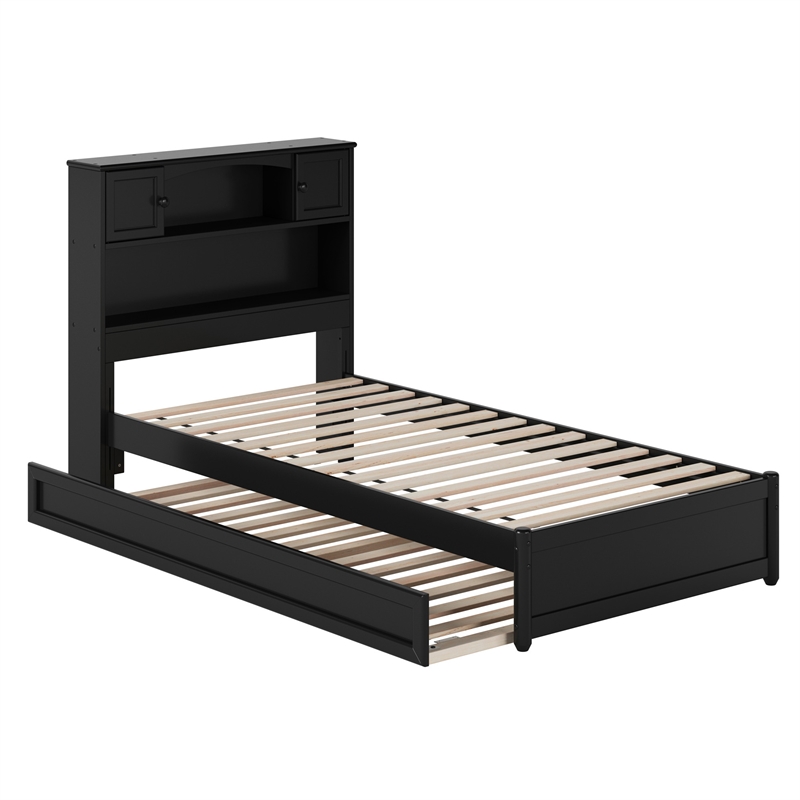 Denver Twin XL Wood Platform Bed with Twin XL Trundle in Black