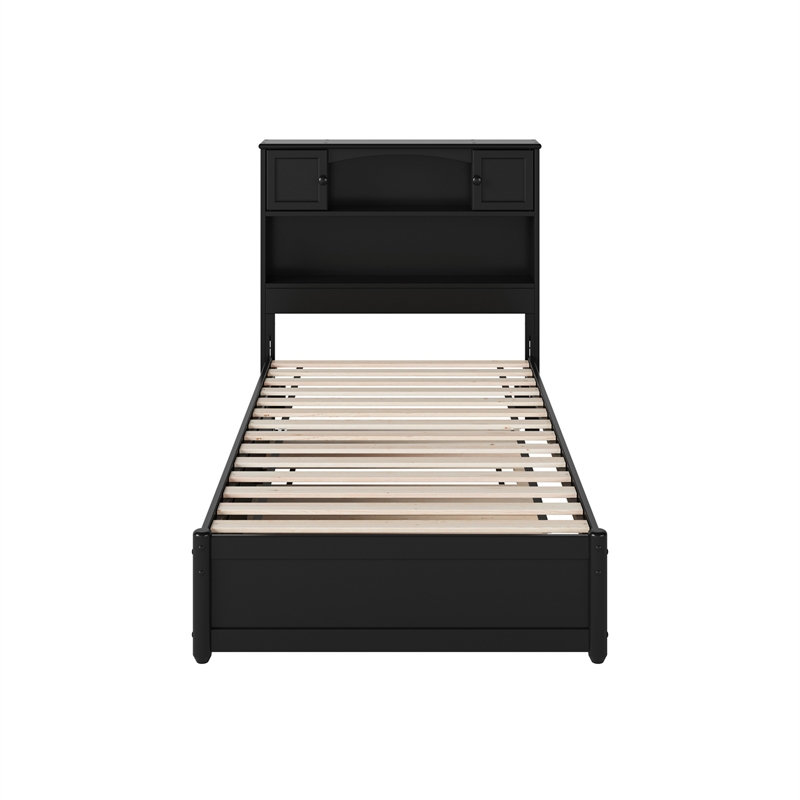 Denver Twin XL Wood Platform Bed with Twin XL Trundle in Black