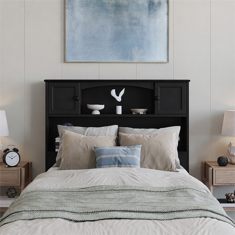 Denver Twin XL Wood Platform Bed with Twin XL Trundle in Black