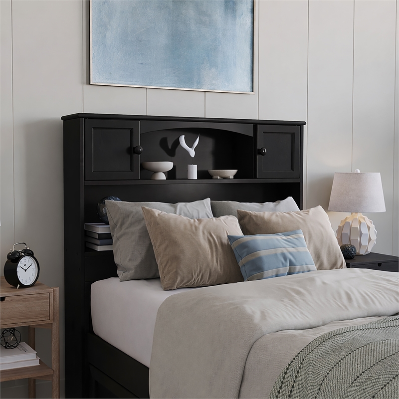 Denver Twin XL Wood Platform Bed with Twin XL Trundle in Black