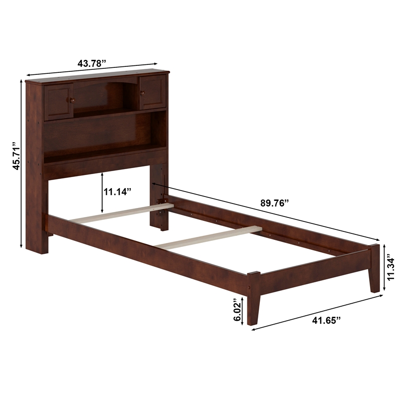 Denver Twin XL Wood Foundation Bed in Walnut